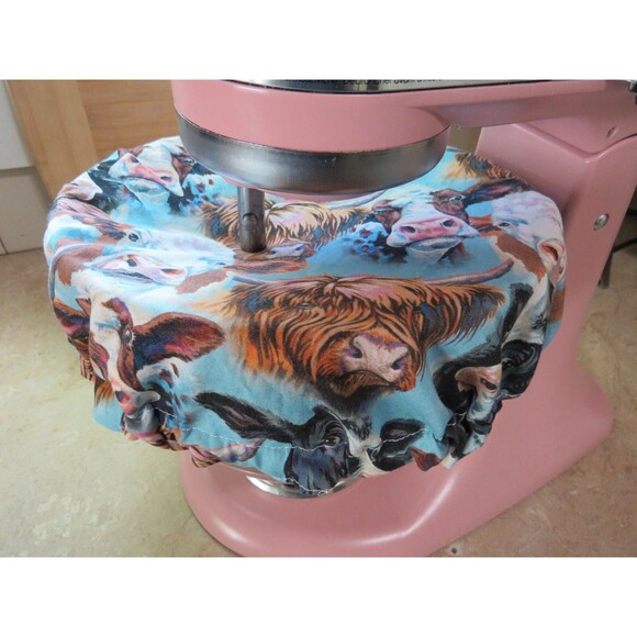 Kitchenaid Bowl Cover Reversible Cows and White and Brown Cow Print - Picture 1 of 7